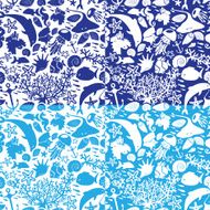 Set of seamless nautical patterns in blue colors
