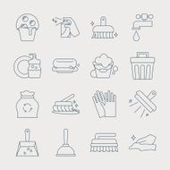 cleaning line icon set N2