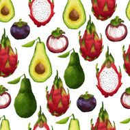 Seamless pattern with tropical fruits Vector