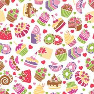 Baking and desserts seamless pattern background