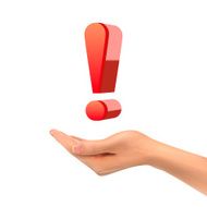 3d hand holding exclamation