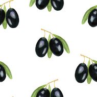 Seamless watercolor olives pattern