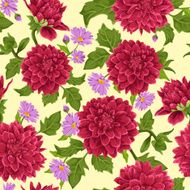 seamless pattern with flowers chrysanthemums leaves Lilac colors