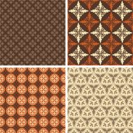 Set of four square seamless patterns for backgrounds and wallpapers