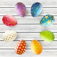 Easter greeting card with color eggs