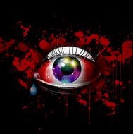 Human eye on creative blood background