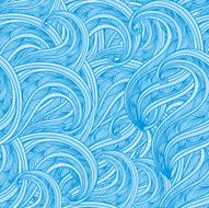 Abstract vector pattern with hand-drawn waves clouds swirls