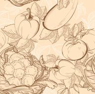 cabbage eggplant tomato and pepper - Vegetable seamless pattern