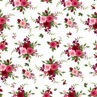 Vector seamless pattern roses and freesia