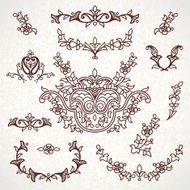 Vector set of vintage ornaments in Eastern style N2