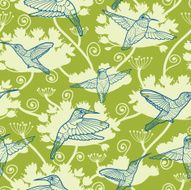 Hummingbird Garden Seamless Pattern Background