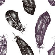 Seamless pattern with feathers Watercolor illustration