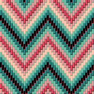 Herringbone Pattern in Pink and Green