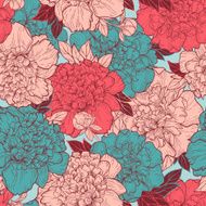Seamless background with peonies