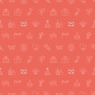 Birthday line icon pattern set