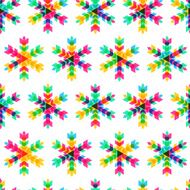 Colorful snowflakes vector seamless pattern