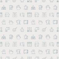 Kitchen line icon pattern set N2
