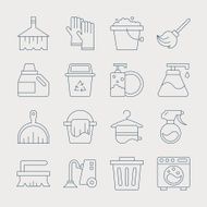 cleaning line icon set N3