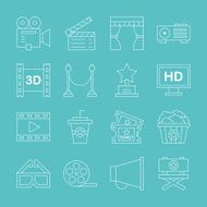 movie line icon set