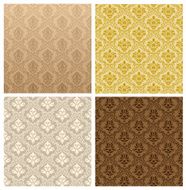 seamless damask pattern set