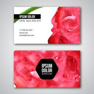 Set of business cards with watercolor background