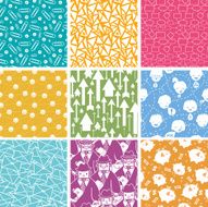 Nine Business Office Seamless Patterns Set