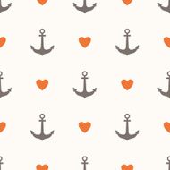 Seamless pattern with anchors and hearts