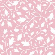 Pink and white floral branch pattern