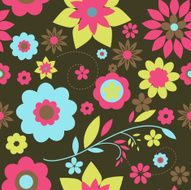 Very colourful Retro floral seamless pattern