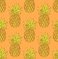 Sketch tasty pineapple in vintage style