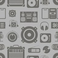 Audio equipment icons collection seamless pattern