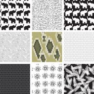 large set pattern with elephants Snake skin texture triangles background