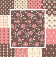 Elegant seamless patterns in pink and brown colors