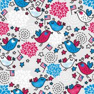 Seamless pattern of Independence Day with birds N2