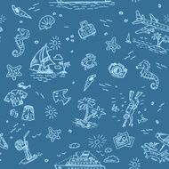 Hand drawn beach vacation seamless background