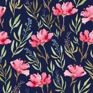 Watercolor seamless flowers pattern