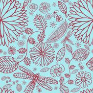 Beautiful pencil drawn floral pattern seamless tile