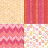 Four Chevron Fabric Textures Seamless Patterns Set