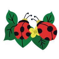 Ladybug Garden with leafs and flower