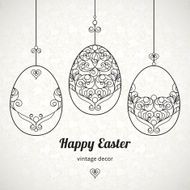 Black outline ornamental eggs for Easter design