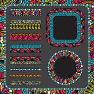 Colorful ethnicity collection ornamental stripes and frames