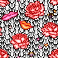 Romantic seamless pattern with lips