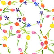 Seamless pattern with watercolor flowers N14