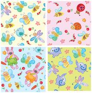 Cute seamless patterns of animals and insects for your design