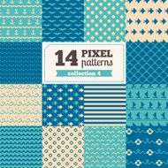 Set of pixel patterns - Marine Motives