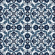 Arabesque seamless pattern in blue and white