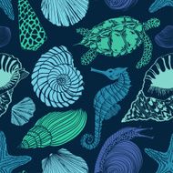Seamless pattern of sea animals