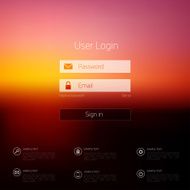 Login form page with blurred background Web site template ui N2