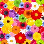 Seamless background with colorful flowers Vector illustration