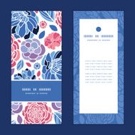 Vector mosaic flowers vertical frame pattern invitation greeting cards set
